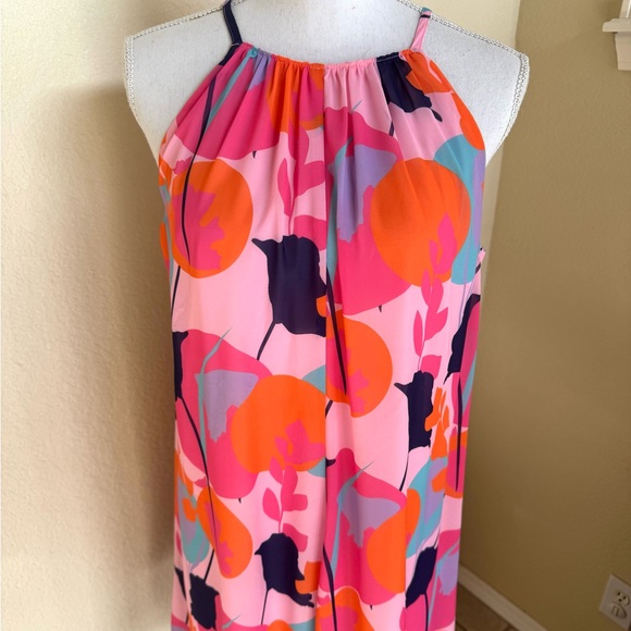 Sam Edelman Deco Trapeze Dress Chiffon Pink Multi - Picture 4 of 9